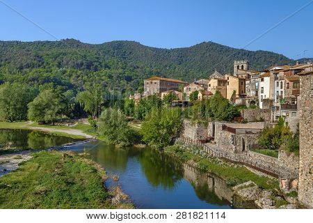 View Of Besalu From  Romanesque Bridge, Spain