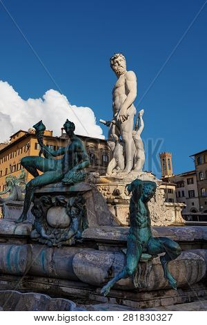 Detail Of The Fountain Of Neptune, Roman God (bartolomeo Ammannati 1560-1565) Piazza Della Signoria,