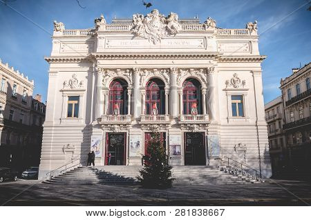 Architectural Detail Of The Moliere Theater Of Sete, France