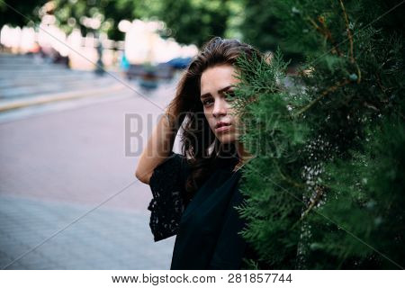 Beautiful Young Girl In The Park On A Summer Evening.