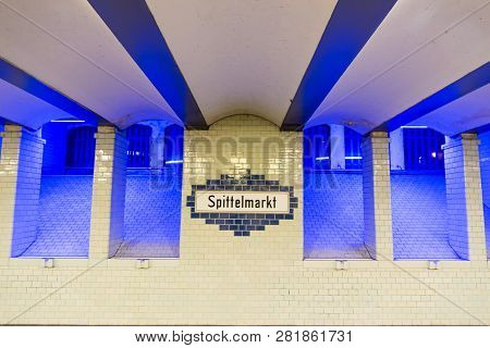 Berlin, Germany - December 18, 2017: Spittelmarkt Station In Berlin Subway Located Near To The Spree
