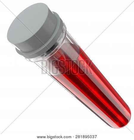 3d Render Of A Blood Sample In A Test-tube Isolated On White Background