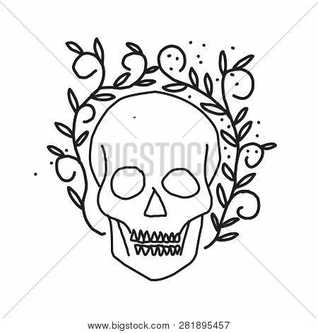 Skull Icon With Twiner Isolated On White Background. Skull Icon Simple Sign. Skull Icon Trendy And M