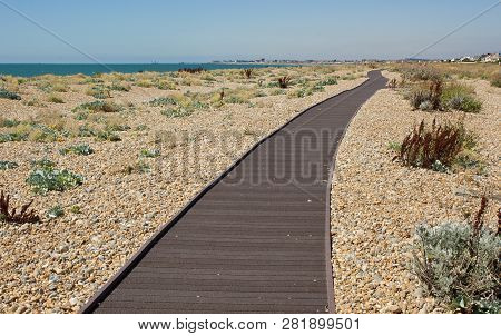 Boardwalk On The Shingle Beach At Shoreham Near Brighton, East Sussex, England