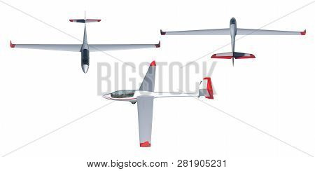 3d Render Of A Twin Seater Glider From Multiple Perspective Views.