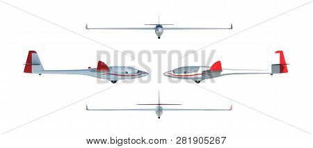 3d Render Of A Twin Seater Glider From Multiple Perspective Views.