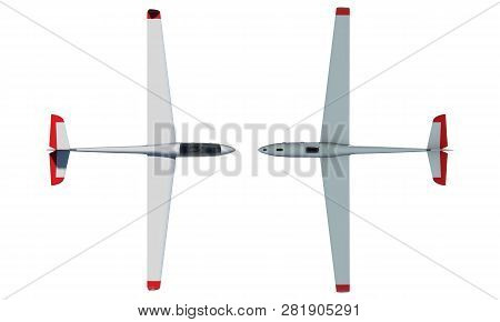 3d Render Of A Twin Seater Glider From Multiple Perspective Views.