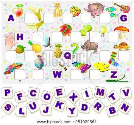 Worksheet For Children With Exercise For Study English Alphabet. Find The Missing Letters And Write 