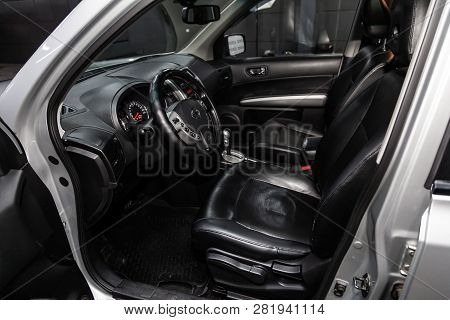 Novosibirsk, Russia -february 01, 2019:  Nissan Xtrail, Close-up Of The Dashboard, Speedometer, Seat