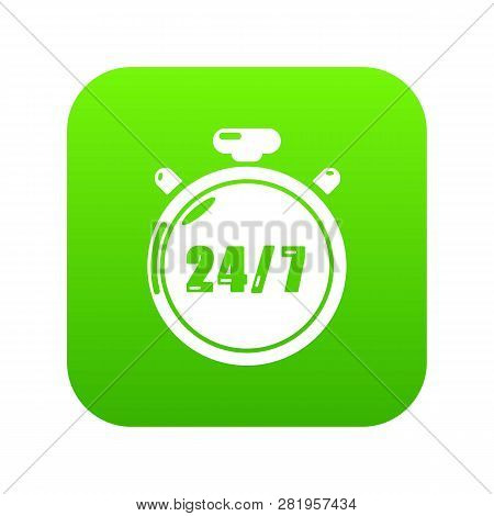 Stopwatch Icon Green Isolated On White Background