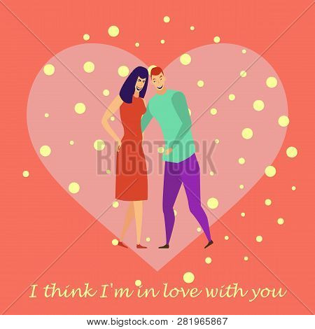 Greeting Card With Lovers. Young Men And Women Characters