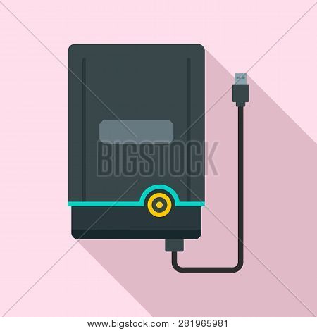 Portable Hard Disk Icon. Flat Illustration Of Portable Hard Disk Vector Icon For Web Design