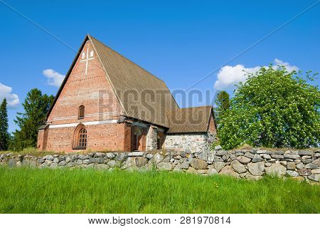 Old Church Of The Holy Cross (hattulan Seurakunta) On A Sunny June Day. Hattula, Finland