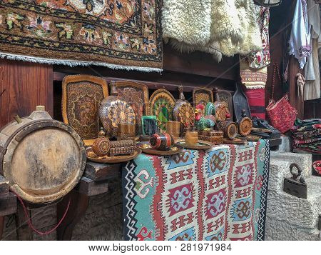 Kruje, Albania - June 2018: Traditional Ottoman Market In Kruja, Birth Town Of National Hero Skander