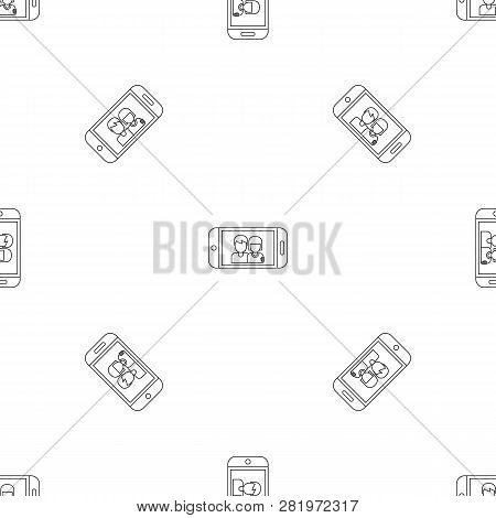 Couple Take Selfie Pattern Seamless Vector Repeat Geometric For Any Web Design