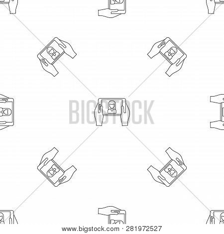 Girl Take Selfie Pattern Seamless Vector Repeat Geometric For Any Web Design