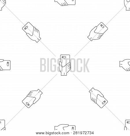 Smartphone Hand Pattern Seamless Vector Repeat Geometric For Any Web Design
