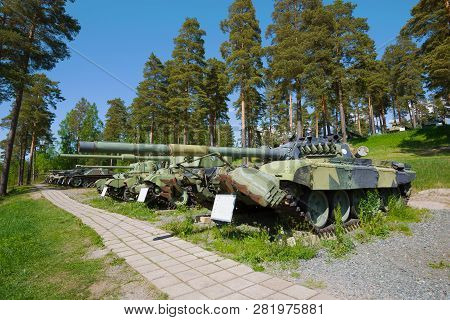Parola, Finland - June 10, 2017: On The Alleys Of The Parola Tank Museum. View Of The Soviet Tank T-