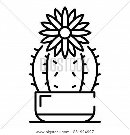 Flower Cactus Icon. Outline Flower Cactus Vector Icon For Web Design Isolated On White Background