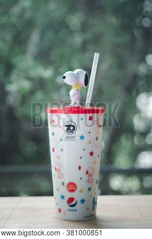 Samut Prakan, Thailand - August 16,  2020 : Celebrating 70 Years Of Chester's X Snoopy, A Snoopy Mug