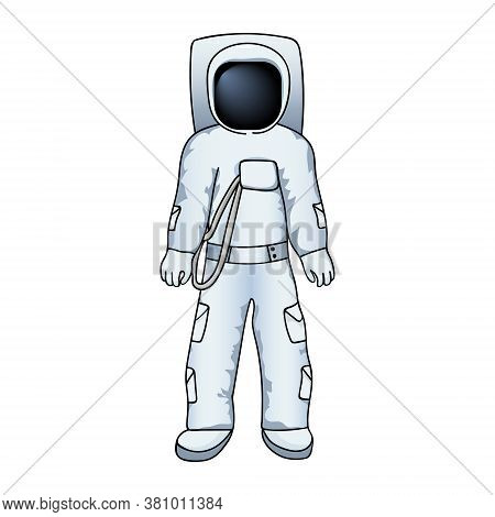 Astronaut In A Spacesuit In Cartoon Style. Hand Drawing. Vector Illustration.