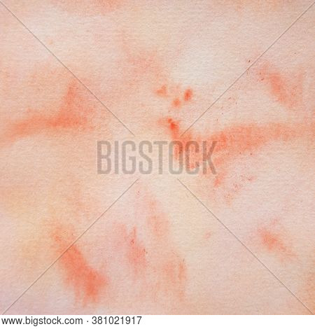 Orange And Peach Watercolor Background, Handpainted Abstrast Design Element For Graphics.  Pretty Wa