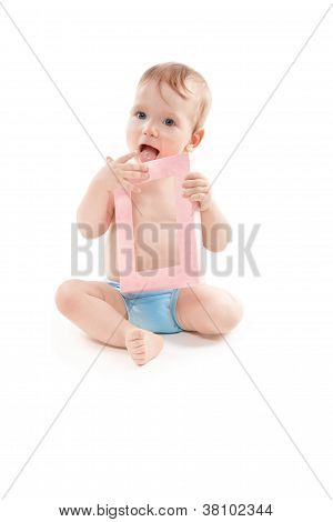 자신의 Toungue 보여주는 아름 다운 아기