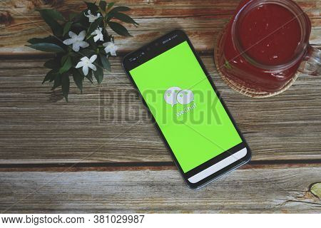 Chiang Mai, Thailand - August 11, 2020 : Mobile Phone With Wechat App On The Screen.wechat Is A Chin