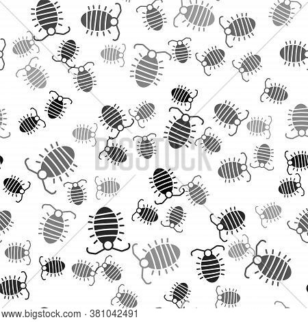 Black Larva Insect Icon Isolated Seamless Pattern On White Background. Vector
