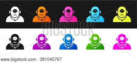 Set Cyclops Icon Isolated On Black And White Background. Vector