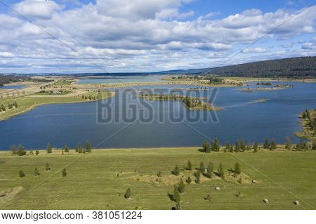 Aerial Photograph Of A Large Fresh Water Reservoir Near Castlereagh In New South Wales In Regional A