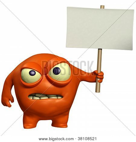 Monstruo de Halloween sosteniendo carteles