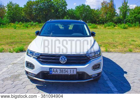 Kyiv, Ukraine - August 15, 2020: Volkswagen Car Crosspolo At Road At Kyiv, Ukraine On August 15, 202