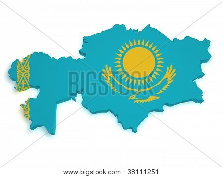 Kazakhstan Map 3D Shape