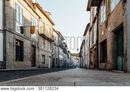 Santiago De Compostela, Spain - July 18, 2020: Street In Historical Centre Of Santiago De Compostela