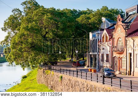 Uzhhorod, Ukraine - Jun 04, 2017. Beautiful Sunny Morning In Uzhgorod. Embankment Of The River Uzh I