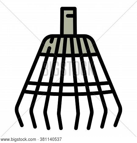 Gardening Leaf Rake Icon. Outline Gardening Leaf Rake Vector Icon For Web Design Isolated On White B