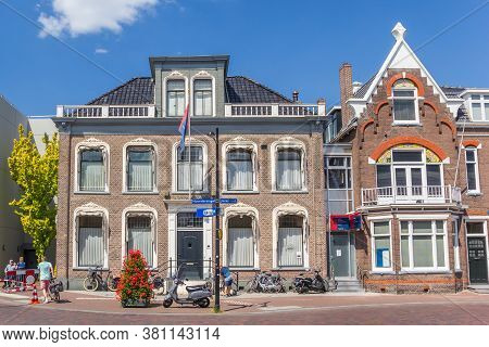 Assen, Netherlands - May 30, 2020: Old Houses In The Historic Center Of Assen, Netherlands
