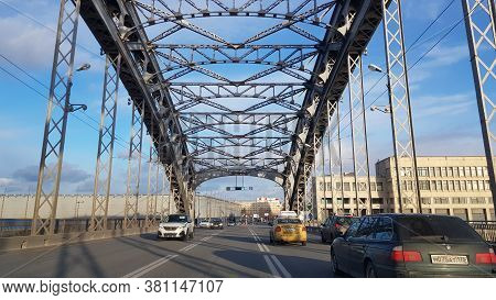 The Bolsheokhtinsky Bridge Is A Drawbridge Across The Neva River In St. Petersburg.