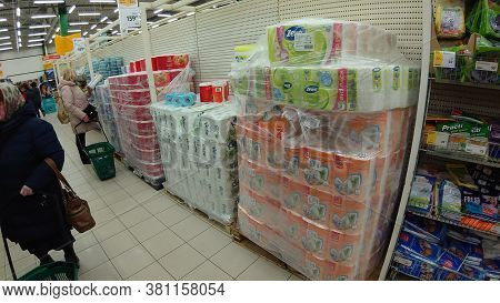 Russia, St. Petersburg 19.03.2020 Toilet Paper During The Epidemic Of A Coronavirus Supermarket