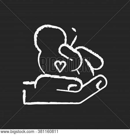 Maternity Ward Chalk White Icon On Black Background. Pregnancy And Childbirth. Maternity Department.