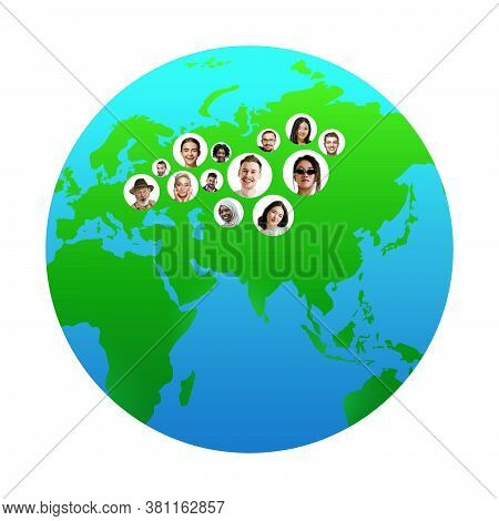 World Global Cartography - Earth International Concept, Connecting People All Around The World. Avat