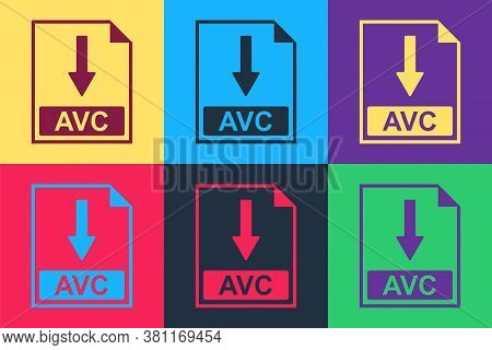 Pop Art Avc File Document Icon. Download Avc Button Icon Isolated On Color Background. Vector