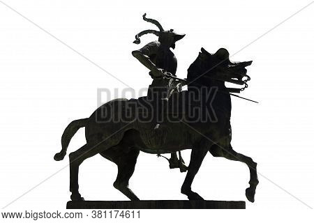 Equestrian Statue Of Francisco Pizarro. 	Silhouette Shot