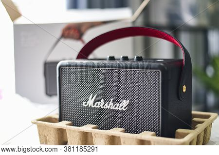 Bangkok Thailand August 14 , 2020: Marshall Kilburn 2 Bluetooth Speaker Is One Of Leading Worldwide 