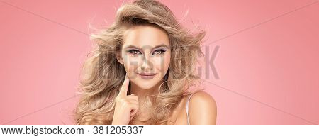 Blond Girl With Glamour Makeup.