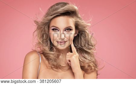 Blond Girl With Glamour Makeup.