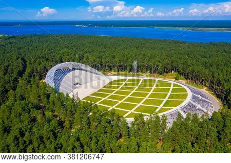 Riga - 20 July, 2020: Aerial View Of The Great Bandstand In Mezaparks In Riga, Latvia. Beautiful New
