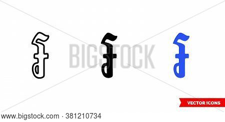 Cambodia Riel Icon Of 3 Types Color, Black And White, Outline. Isolated Vector Sign Symbol.