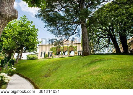 Villa Balbianello. Lake Como. Italy - July 19, 2019: Exteriors of Villa del Balbianello on lake Como. Italy.